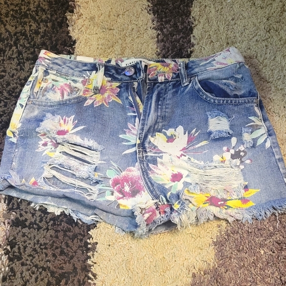 Francesca's Collections Pants - NWOT Floral Denim Shorts- Size 3